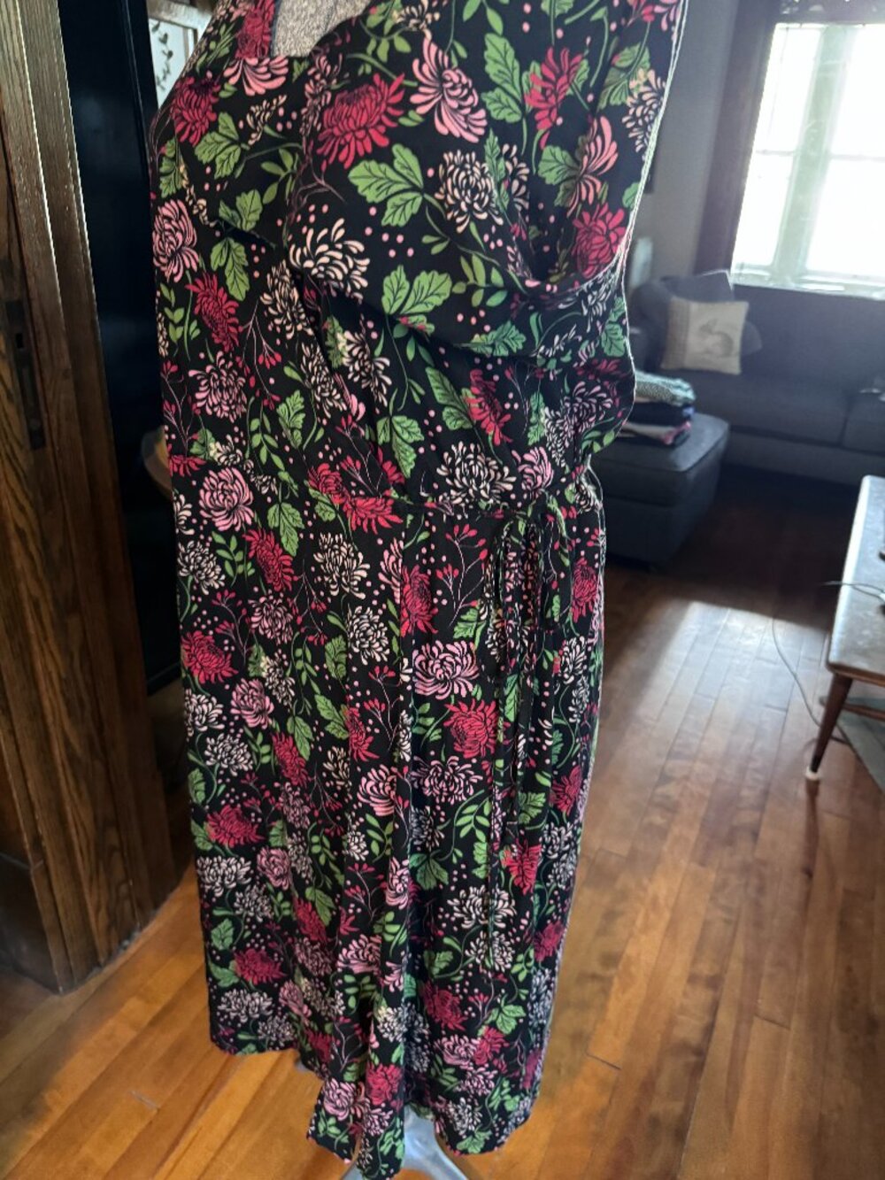 Gudrun Sjoden Cotton Modal Jersey Knit Wrap Dress Floral Drapey EUC Sz XL - Picture 2 of 11